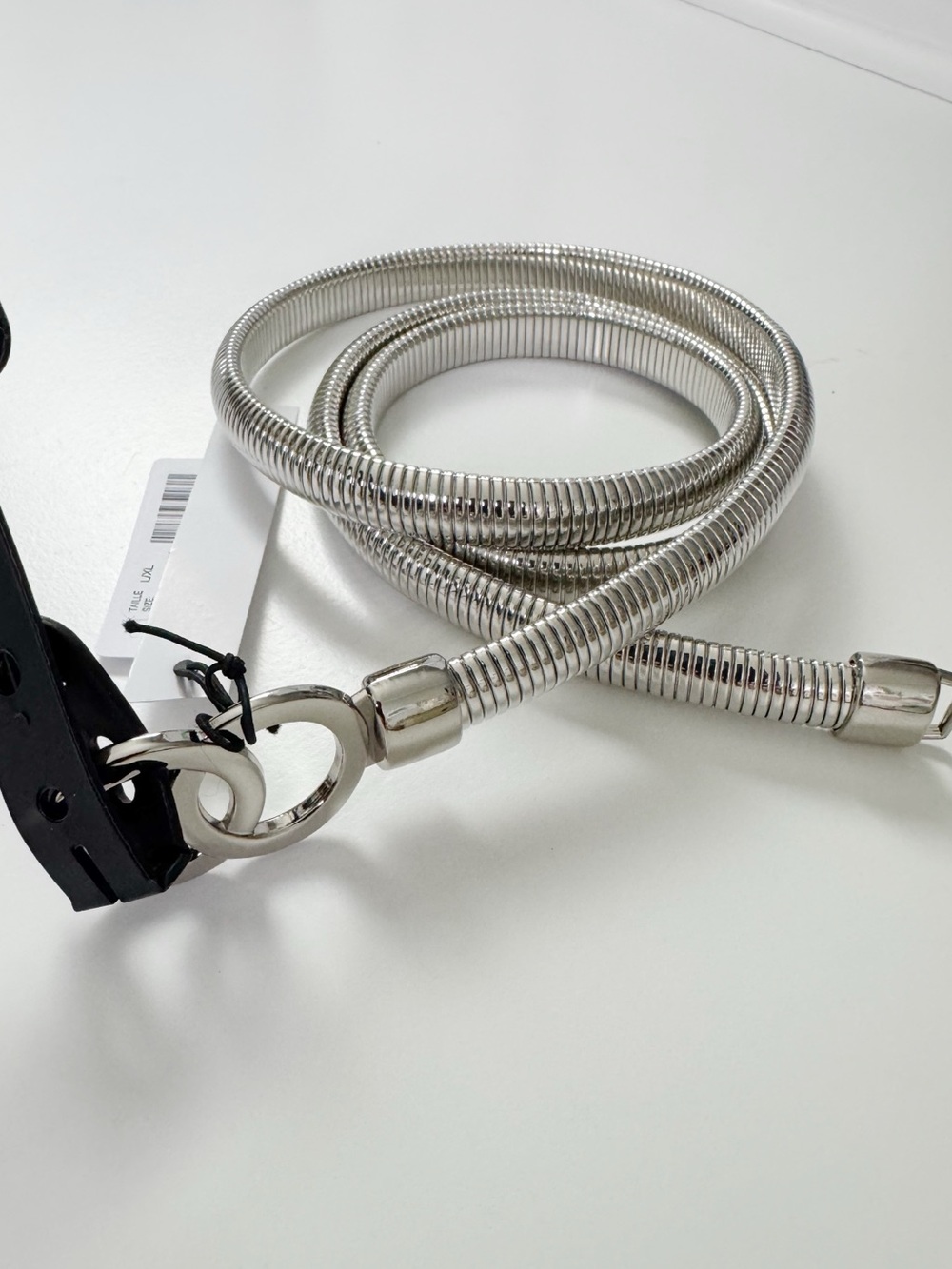 Reitmans Shiny Silver Coiled Chain Waist Belt New size L/XL